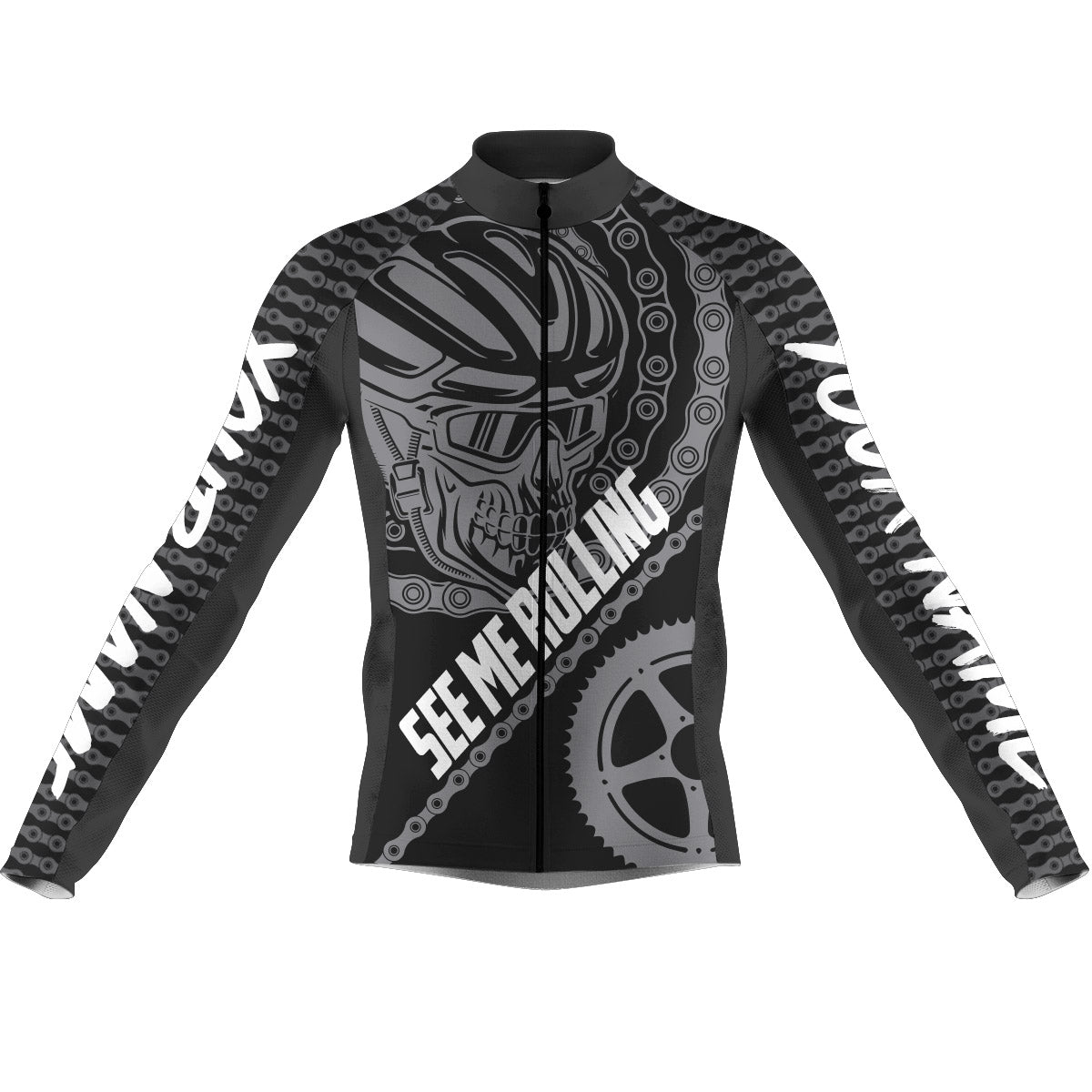 See me rolling Personalized Mens Cycling jersey black skull sport clothes Custom cool gift ideas| SLC08