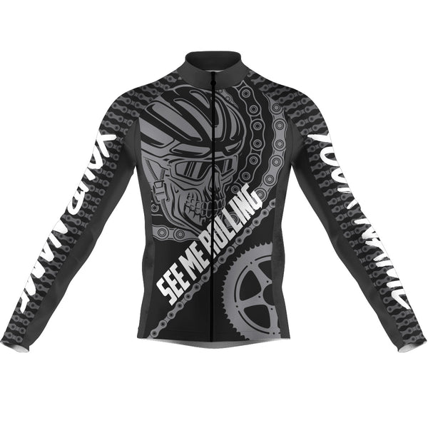 See me rolling Personalized Mens Cycling jersey black skull sport clothes Custom cool gift ideas| SLC08