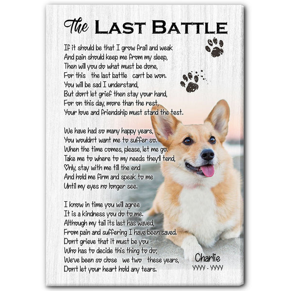 Custom Memorial Pet Canvas Art| The Last Battle - Dog Memorial Gift, Sympathy Gift for Dog Owner, Loss Dog Gift for Pet Owner, Dog Remembrance Gift - JCD787