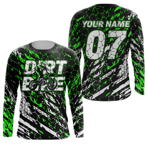 Custom dirt bike jersey UPF30+ kid mens womens green motocross racing off-road motorcycle racewear NMS946