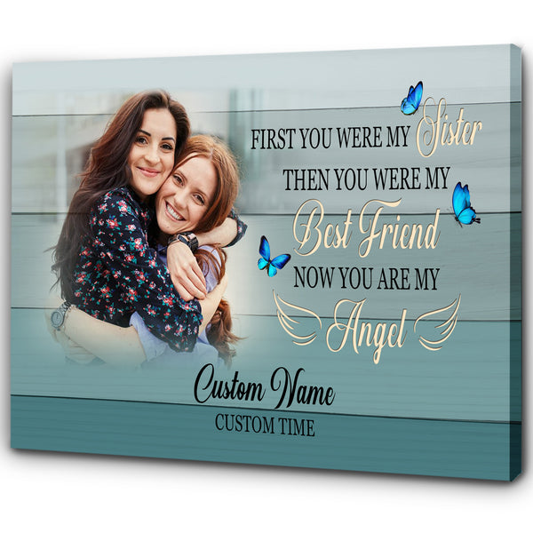 Personalized Memorial Gifts for Loss of Loved one, Remembrance Sympathy Canvas for Loss of Sisters VTQ59