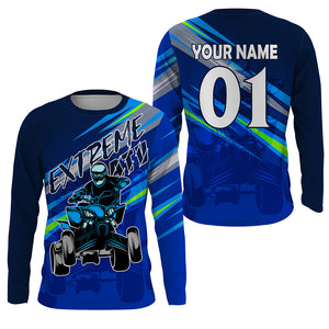 Custom ATV Motocross Jersey UPF30+ Blue Quad Bike Shirt Adult Youth Off-road Racing NMS1346