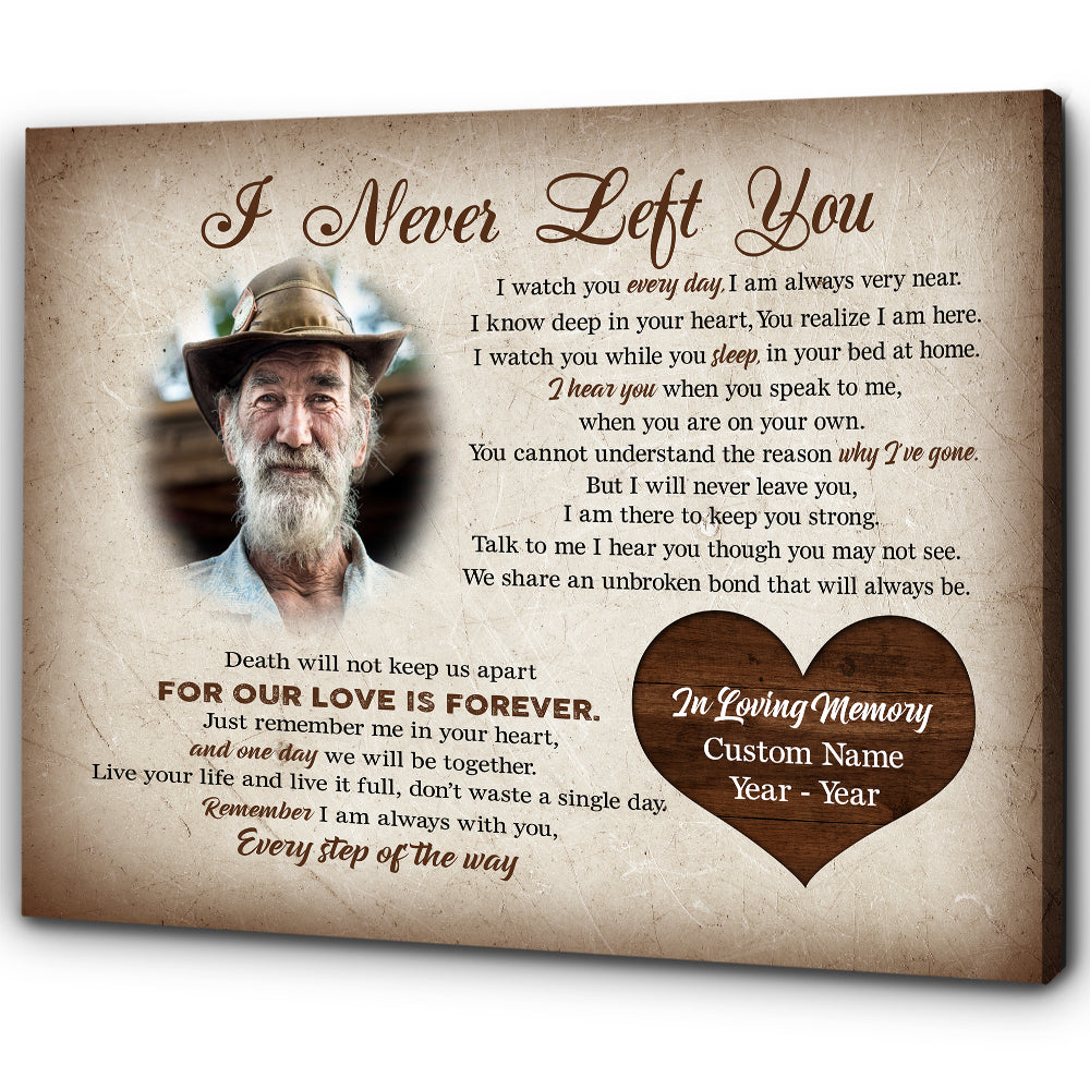 I Never Left You Canvas Remembrance Gift| Personalized Memorial Gift For Loss Of Dad Mom In Loving Memory| NXM94