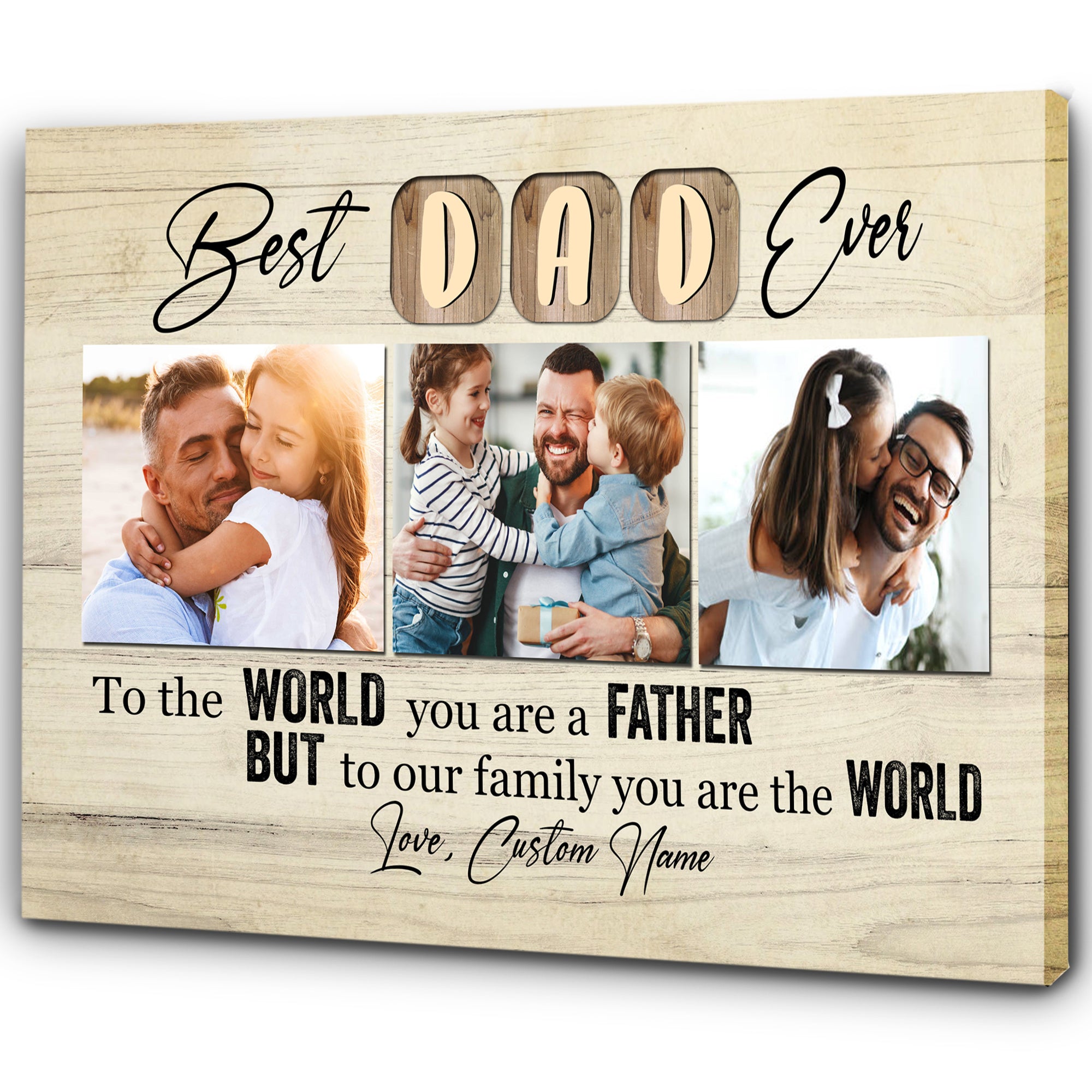 Best Dad Ever Personalized Canvas Custom Photo Collage Father's Day Gift for Best Dad Ever Keepsake| N2563