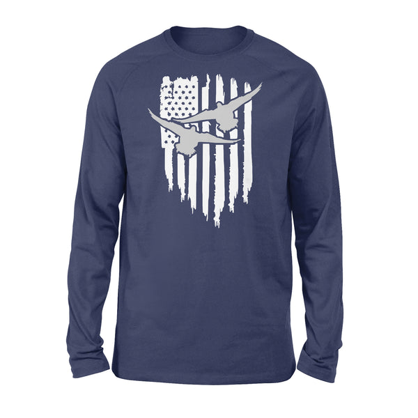 Duck Hunting American Flag Clothes, Shirt for Hunting - Standard Long Sleeve