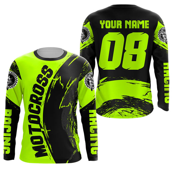 Custom green Dirt Bike youth women men jersey upf30+ off-road motocross racing shirt motorcycle PDT420