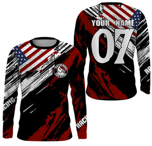 Personalized USA flag Motocross jersey UPF30+ dirt bike off-road shirt kid men women Patriotic PDT352