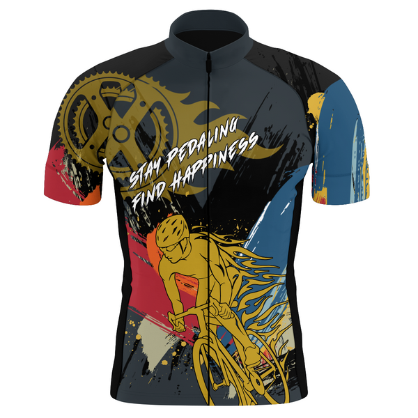 Stay pedaling find happiness sport Men Cycling Jersey Custom long sleeves road shirt | SLC03