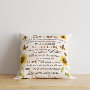 Sunflower Pillow To My Mom| Custom Gift for Mom, Gift for Mother on Mother's Day| JPL08