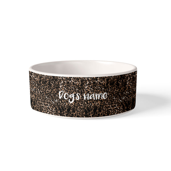 Personalized Leopard Print Dog Bowl, Custom Dog's Name Pet Bowls, Personalized Gift for Pet, Dog Lovers, Dog Owner FSD2853