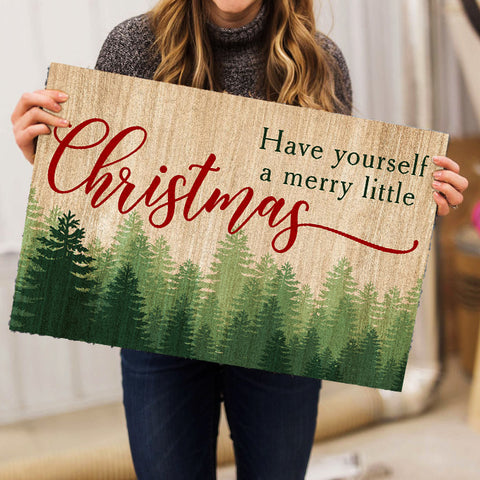 Christmas Door Mat - Haver Yourself A Merry Little Christmas Door Mat| Christmas Wish Christmas Sign Christmas Decoration Welcome Mat Holiday Doormat Winter Sign Gift for Xmas| JD31