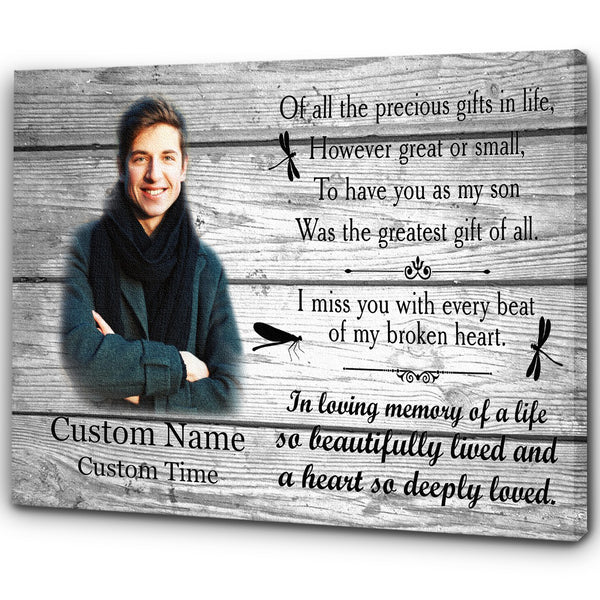 Sympathy gift for loss of Brother Son, Brother memorial gifts, Bereavement Remembrance Condolence Canvas - VTQ155