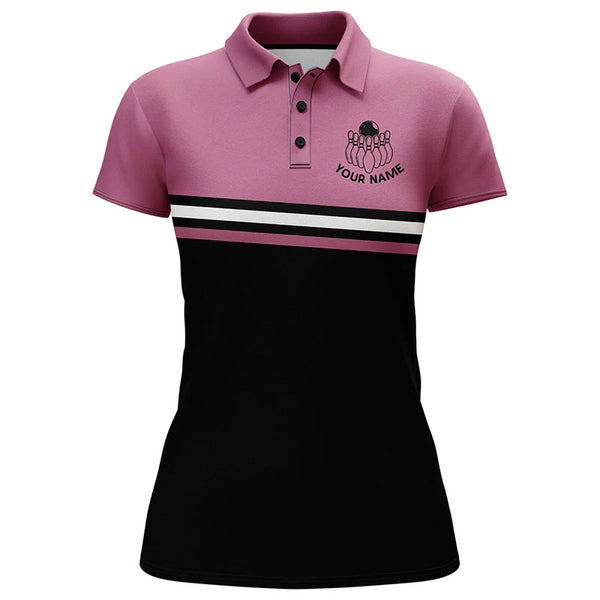 Personalized Women Bowling Polo Shirt, Funny Assy Bowling Girl Pink Bowlers Jersey NBP33