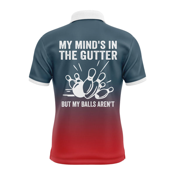 Funny Men Bowling Polo Shirt Personalized My Mind's in The Gutter Bowlers Jersey Short Sleeves NBP27