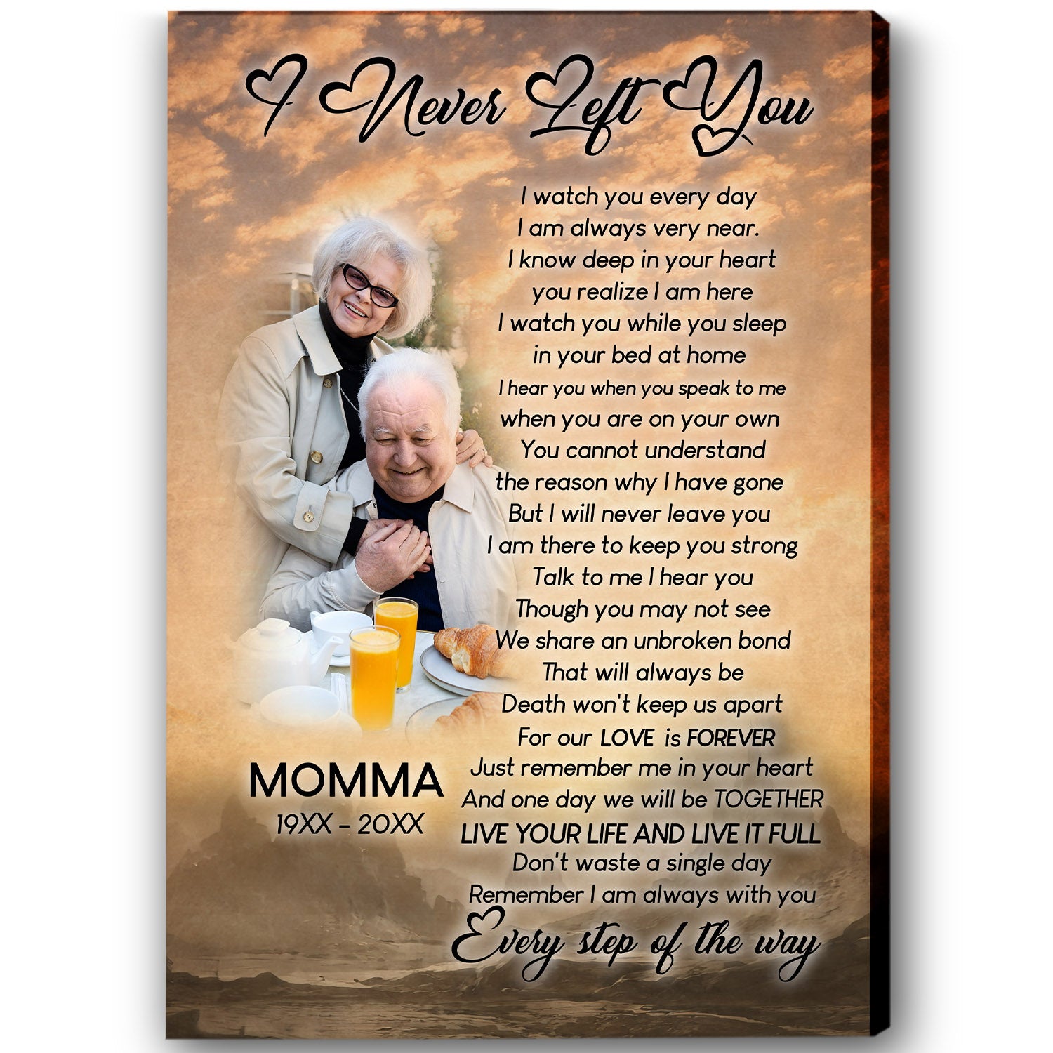 Personalized Canvas I Never Left You Memorial Sympathy Gift for Loss of Loved One Bereavement Keepsake| N2620