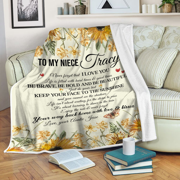 Personalized To My Niece Blanket| Sunflower Blanket To Niece| Sentimental Gift from Aunt| Custom Gift for Niece on Christmas, Birthday, Graduation, Thanksgiving| JB200