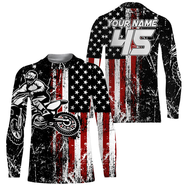 custom Dirt Bike jersey kid adult upf30+ American motocross off-road shirt motorcycle patriotic PDT436