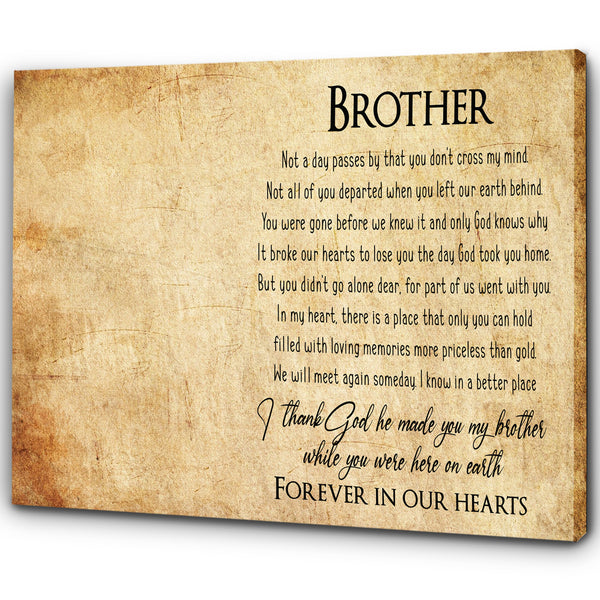 Loss Of Brother Canvas| Personalized Memorial Canvas| Brother Memorial Canvas, Memorial Gift, Brother Remembrance| Sympathy, Bereavement Gift, Brother in Memory| T1104