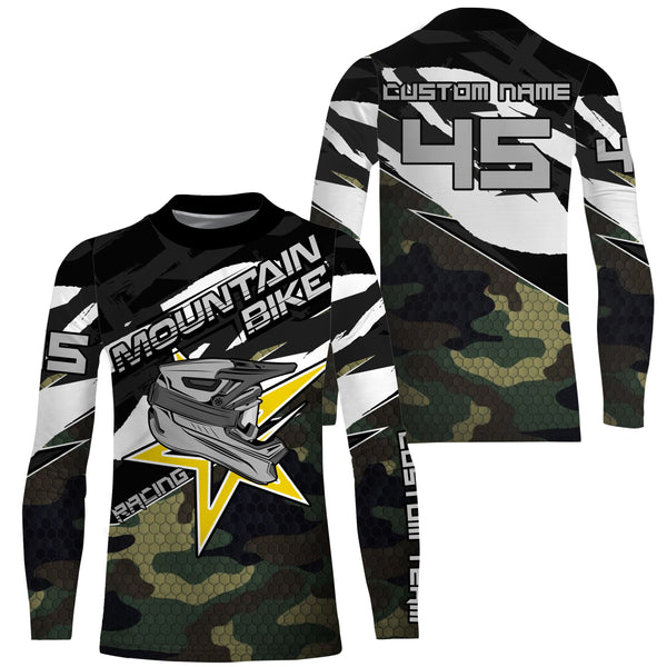 Camo mountain biking jersey Adult Kid cycling gear UPF30+ sun shirt Youth MTB motocross racewear| SLC134