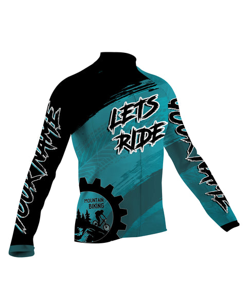 Lets ride Custom Men Cycling Jersey racing blue grunge shirt mountain biking gear Cycling gift idea| SLC02