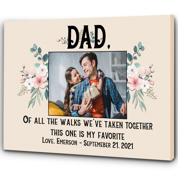 Personalized Canvas for Dad| Dad Is My Favorite Photo Wall Art| Dad Canvas Dad Gift from Daughter for Christmas, Birthday, Thanksgiving, Father's Day| Sentimental Gift for Father| JC723