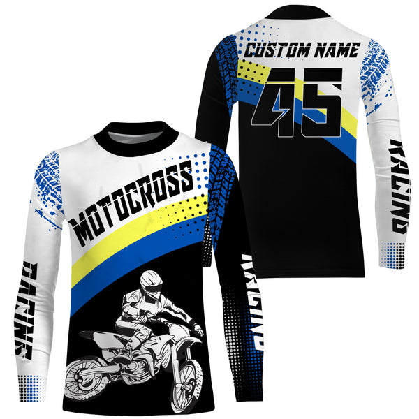 Custom motocross jersey blue UPF30+ men women kid dirt bike racing off-road motorcycle long sleeve NMS1003