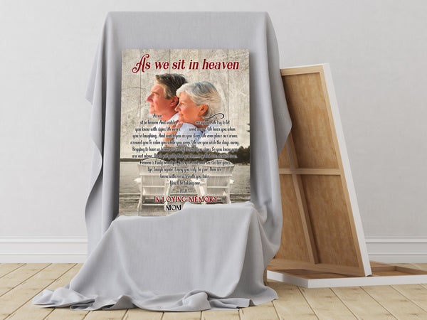 As We Sit in Heaven Personalized Memorial Gift Deepest Sympathy Canvas for Loss of Loved One VTQ60