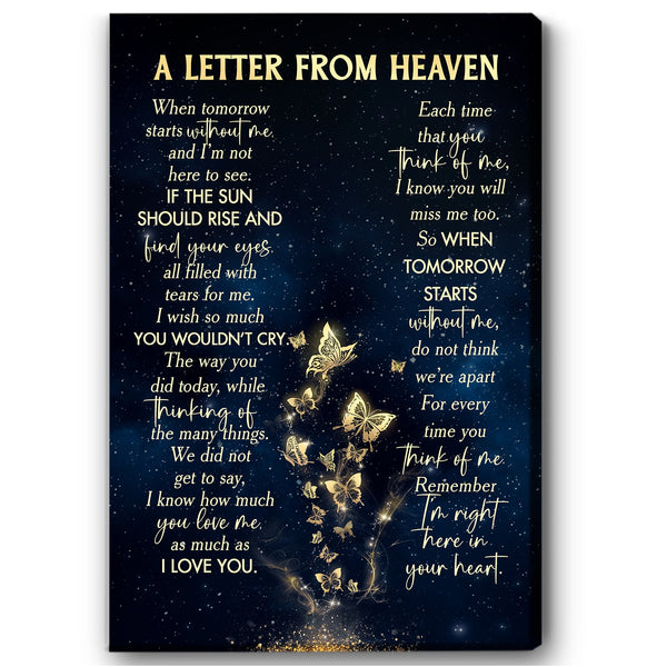 Personalized Memorial Canvas Gift| A Letter From Heaven Gift For Loss of Loved One| For Loss Husband Wife Dad Mom Grandma Grandpa In Heaven NXM32