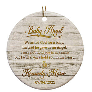 Baby Memorial Ornament | Baby Angel Custom Ornament Christmas | Baby Loss Sympathy Ornament | Infant Remembrance Ornament | Bereavement Gift for Loss in Of Baby in Christmas | TD42