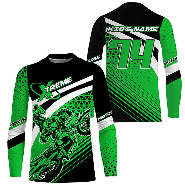 Extreme green Motocross jersey men women kids MX racing UPF30+ dirt bike off-road long sleeves PDT222