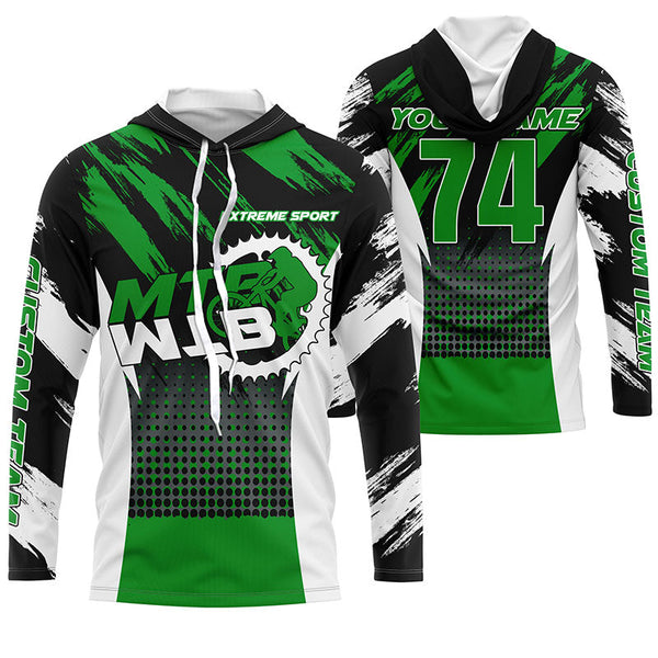 Green MTB riding jersey youth kids UPF30+ mountain bike gear boys girls cycling downhill MTB shirt| SLC246