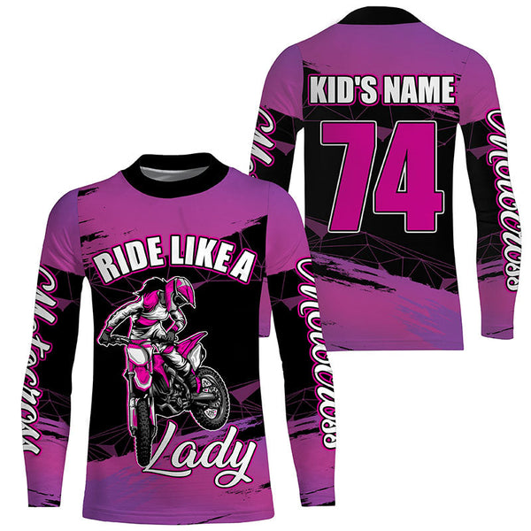 Personalized Motocross jersey women girls MX racing shirt UPF30+ motorcycle long sleeves off-road PDT315