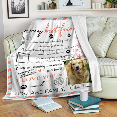 Personalized Dog Memorial Blanket| To My Bestfriend Fleece Blanket, Dog Remembrance, Dog Memory Gift, Sympathy Gift for Dog Owners, Dog Lover, Loss of Dog| JBD343