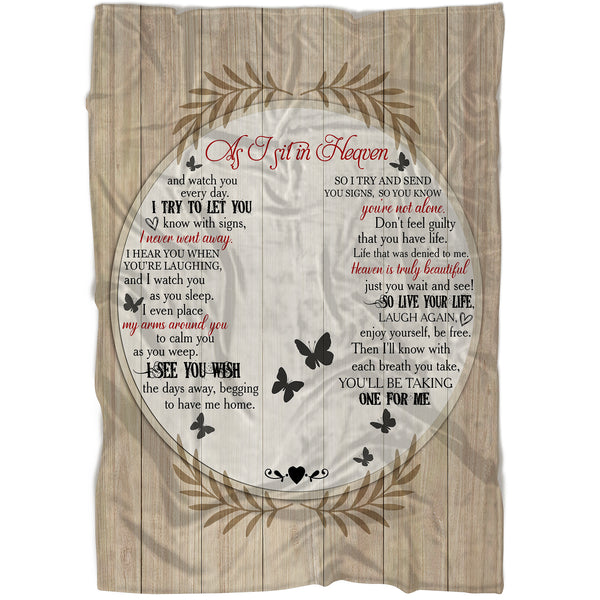 Memorial Blanket | As I Sit In Heaven  - Custom Image Blanket | Meaningful Remembrance Fleece Throw, Deepest Grief Sympathy Gift for Loss of Mother, Father, Grandmother| T234