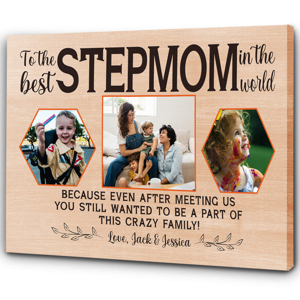 Best Step Mom Ever, Bonus Mom Personalized Canvas Photo Collage, Mother's Day Gift for Bonus Mother| N2469