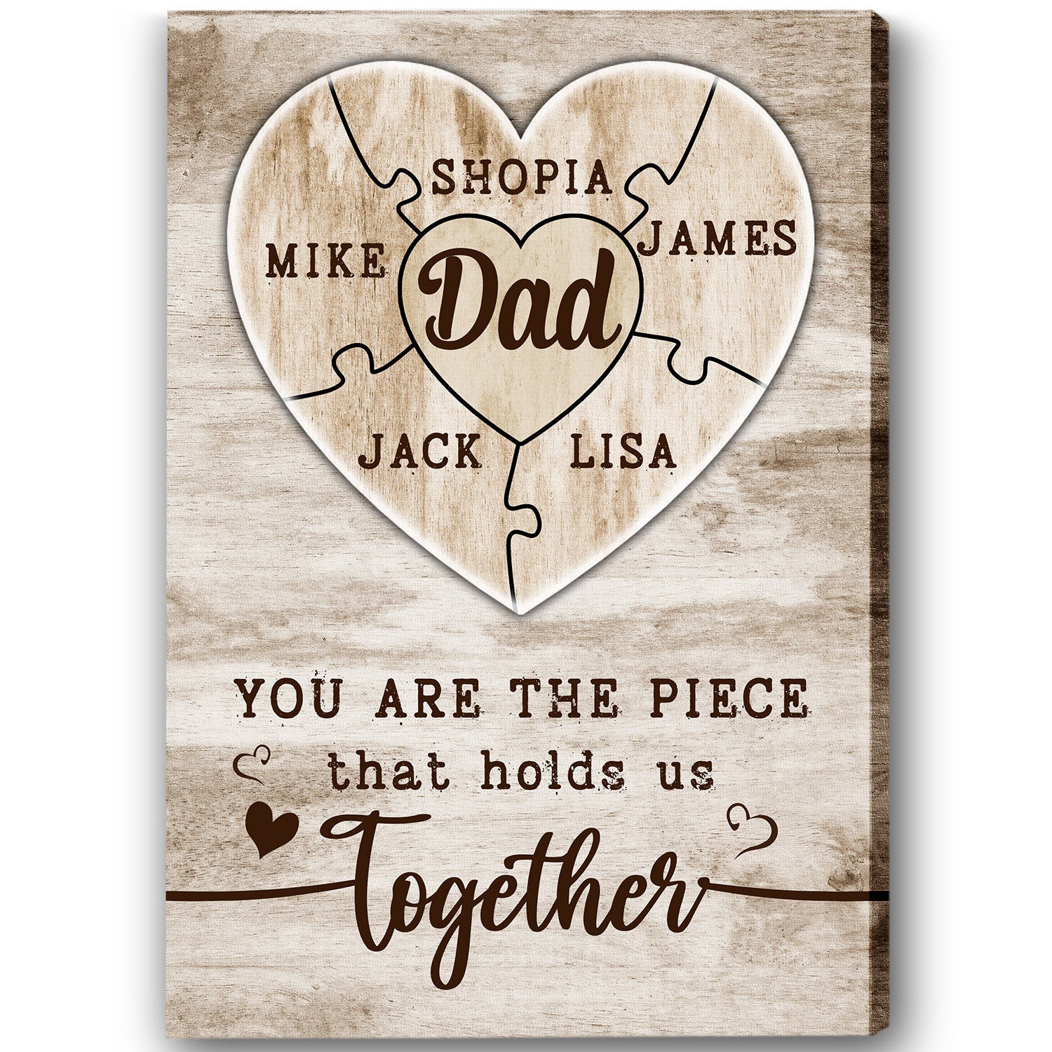 Dad Personalized Canvas Thoughtful Father's Day Gift for Best Dad Ever Custom Names Birthday Christmas| N2555