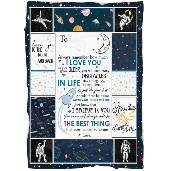 Grandson Personalized Blanket | Stay Strong And Be Confident - Astronaut Blanket | Courage Fleece Throw from Grandma | T931