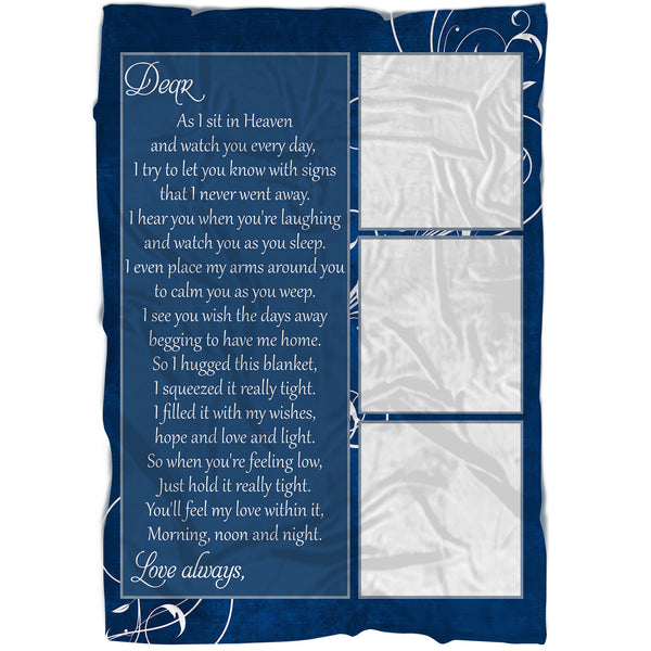 Memorial Blanket| As I Sit In Heaven - Custom Letter Blanket | Meaningful Remembrance Fleece Throw, Sympathy Gift | T553