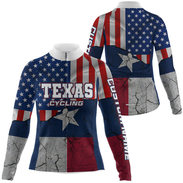 Texas cycling jersey for Men Women UPF50+ bike shirts USA bicycle gear with 3 pockets & full zip| SLC174