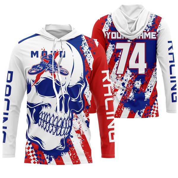 Skull MotoX jersey custom motocross UV American flag Patriotic dirt bike racing motorcycle racewear NMS947