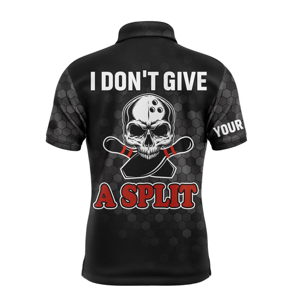 Skull Bowling Polo Shirt for Men Bowlers, Personalized Cool Bowling Jersey I Don't Give A Split NBP36