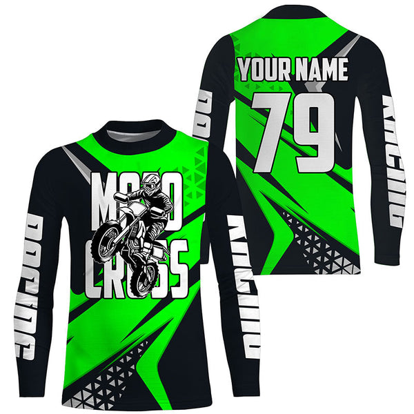 MX racing jersey green custom number Motocross kid adult UPF30+ off-road dirt bike shirt extreme PDT283