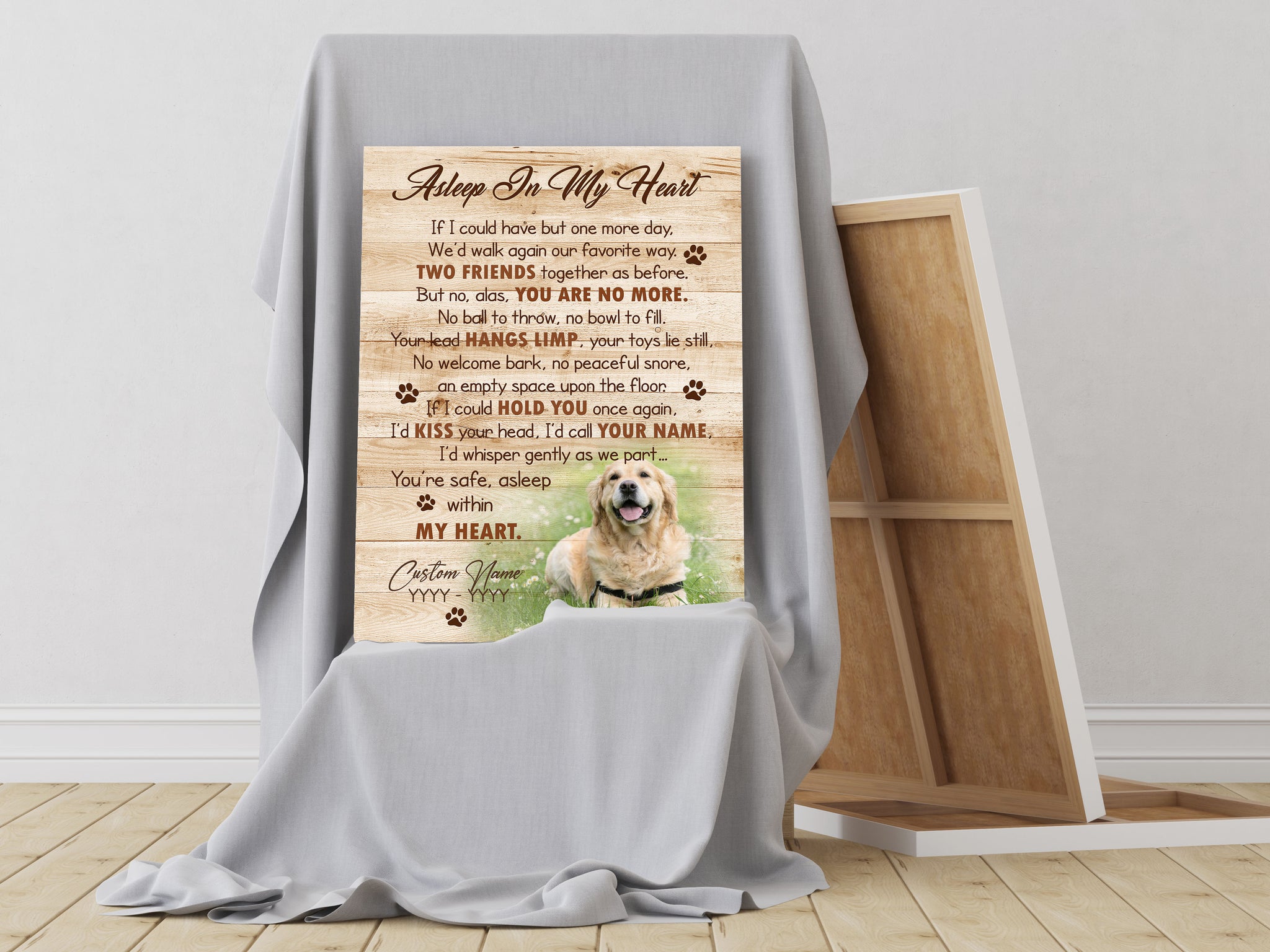 Personalized Dog Memorial Canvas|  Asleep In My Heart - Pet Memorial Gift, Dog Memorial Gift, Dog Remembrance Canvas for Dog Owner, Sympathy Gift for Loss of Dog| JCD800