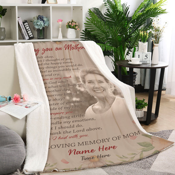 Personalized Mother's Day Memorial Blanket for Mom Mother in Heaven Remembrance Keepsake Memorial Gift| JB354