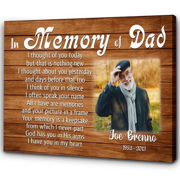 Dad Memorial Canvas - Personalized Photo&Name| My Dad in Heaven| Dad Remembrance, In Heaven Father Memorial| Sympathy Gift for Loss of Father, In Loving Memory| N2428