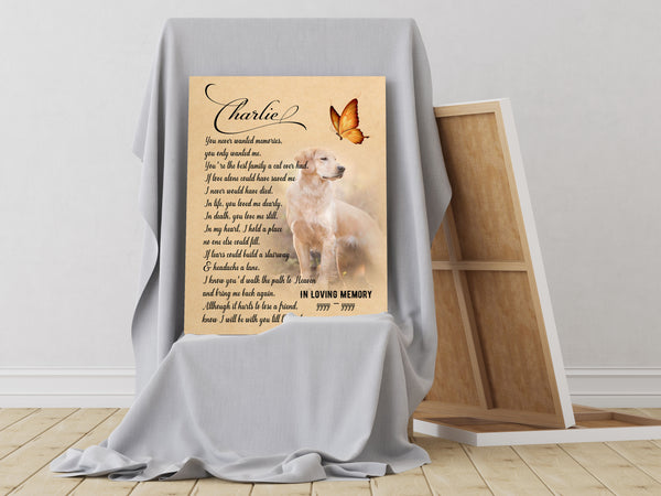 Dog Memorial Canvas| In Loving Memory Dog Memorial Gift Sympathy Gift for Loss of Dog Pet Memorial Gift JCD812