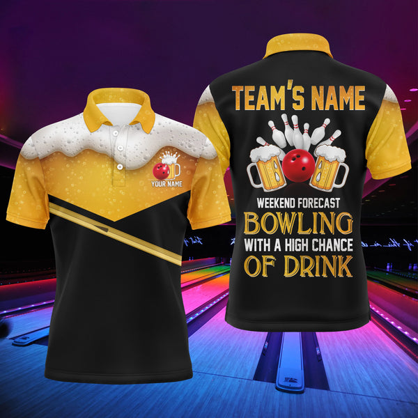 Funny Men Bowling Polo Shirt Personalized Beer Lovers Men Bowlers Short Sleeve Polo NBP59