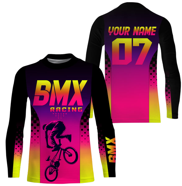 BMX racing jersey Custom gradient shirts UPF30+ freestyle off-road Cycling adult&kid racewear| SLC43