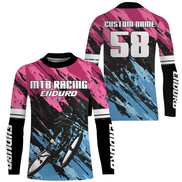 Pink MTB race jersey enduro racewear UPF30+ Mountain Bike sun shirt Youth Adult Cycling gear| SLC113