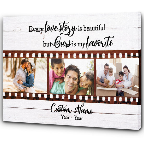 Personalized Anniversary Canvas| Our Love Story Is My Favorite Photo Collage Gift for Couple| Meaningful Gift for Husband, Wife, Lover on Valentine's Day Christmas Birthday Anniversary| JC447